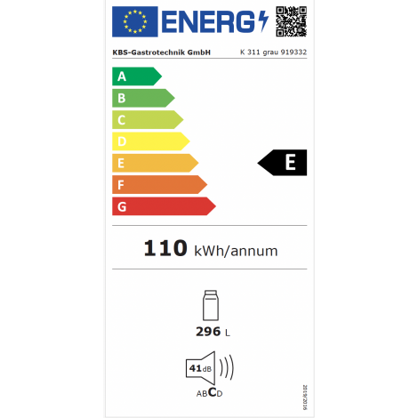 KBS Kühlschrank K 311, grau, mit Stiller Kühlung und LED-Beleuchtung, 9190332